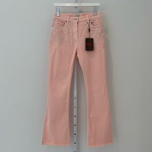 ETRO PEACH PINK FRAYED JEANS SIZE 27 NWTS!